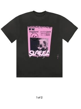 Cactus Jack By Travis Scott - Fragment Pink Sunrise Black Graphic Tee - Small